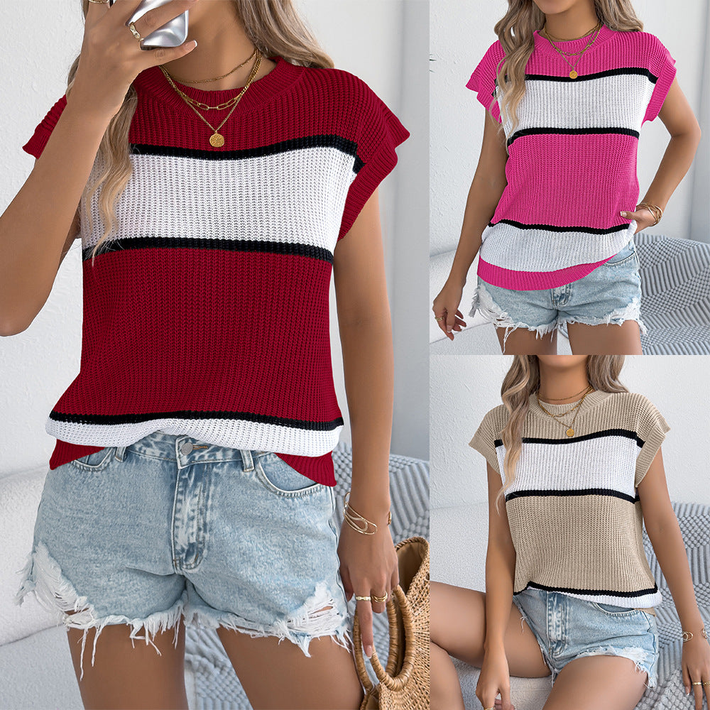 Vibrant Striped Knit Sweater – Lightweight, Trendy, Casual Fit