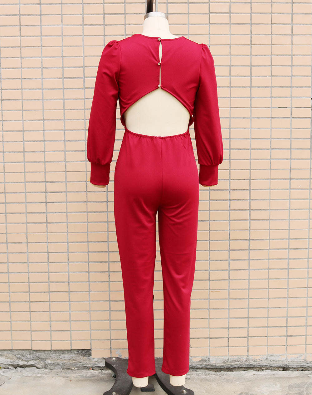 Women's Backless Slim Fit Long Sleeve Jumpsuit