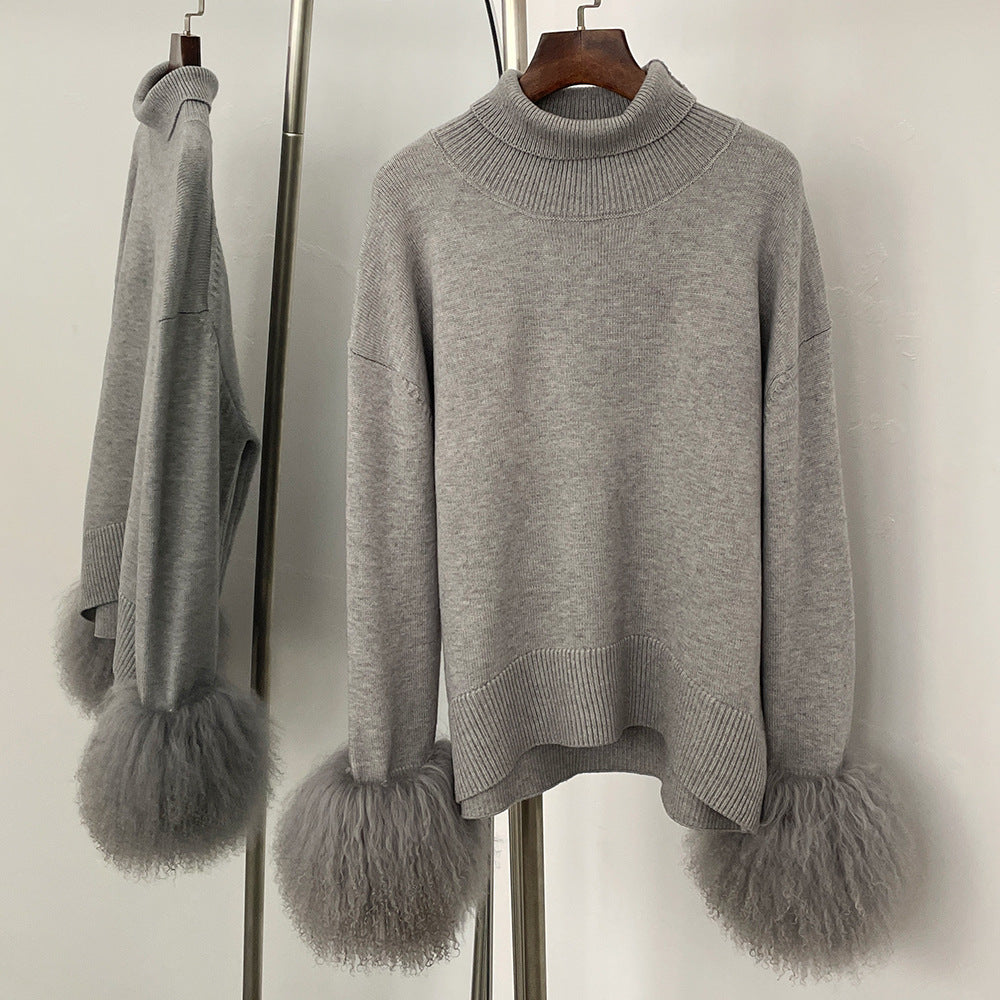 Loose-fitting Turtleneck Pullover Knit Sweater for Women