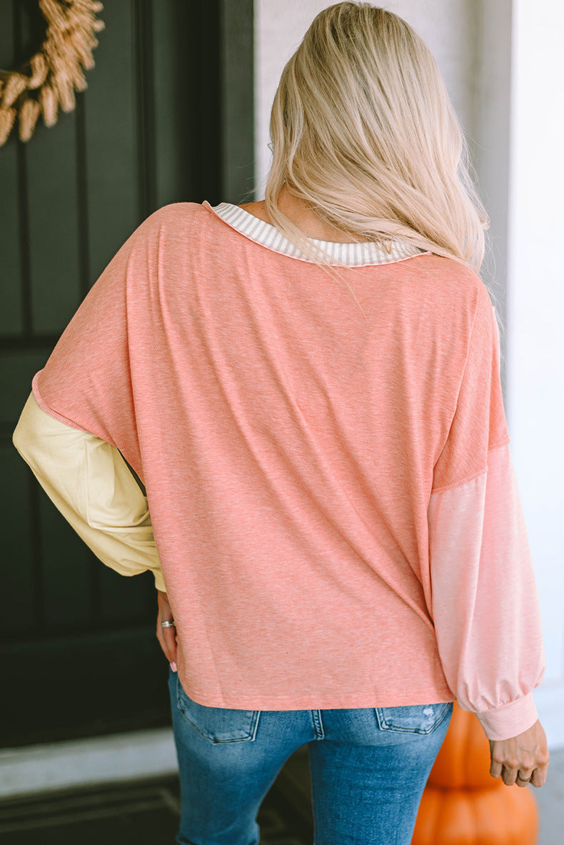 Women's Striped V-Neck Long Sleeve Casual Hoodie
