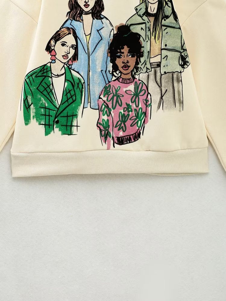 Cozy Streetwear Beige Cotton Hoodie for Women