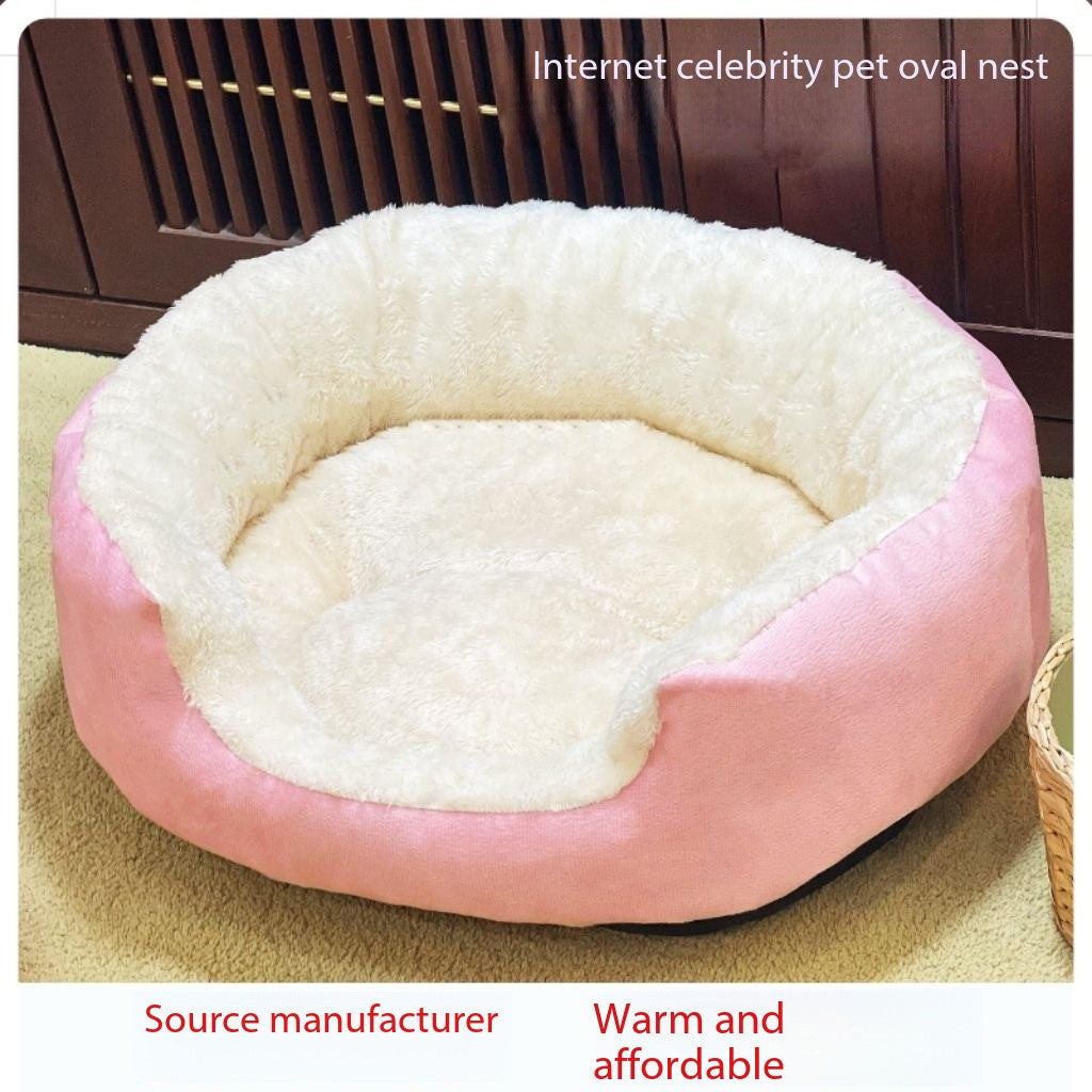 -like Plush Faux Fur Pet Bed For Small/medium Dogs & Cats - Thick Fluffy Non-slip Bedding, Machine Washable (17/20/26/30) - No Assembly, Durable Puppy Bed For Use, Pink/white Options