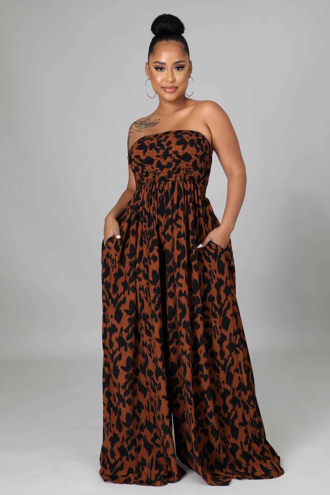 Leisure Chest Wrapped Loose Women's Jumpsuit