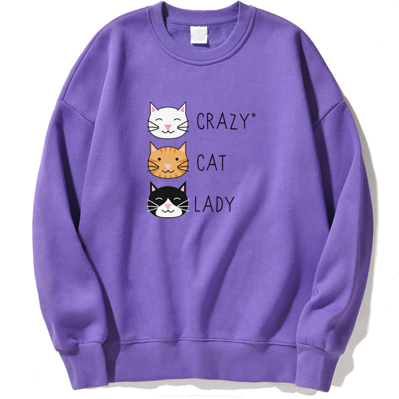 Funny Crazy Cat Print Casual Women's Sweatshirt