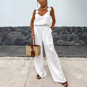 Casual Sleeveless Pocket Jumpsuit for Spring and Summer