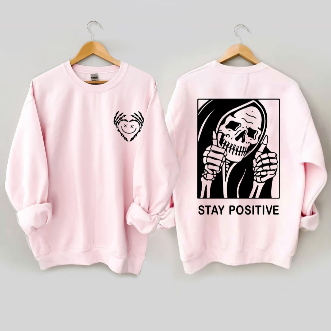 Cute Heart Skull Graphic Streetwear Pullover Sweater