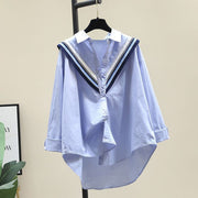 Women's Loose Casual Knitted Ruffle-Trim Shirt
