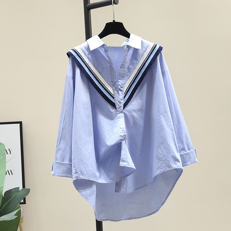 Women's Loose Casual Knitted Ruffle-Trim Shirt