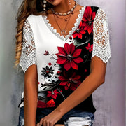 Women's Colorful Butterfly Floral Print Tee