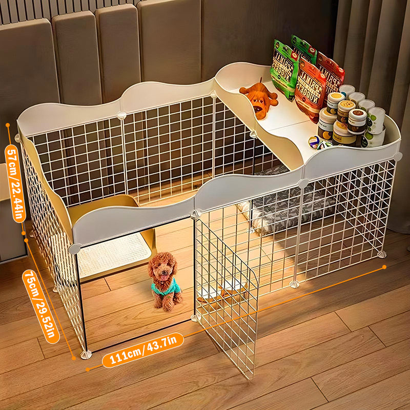 MOZEAT LENS Heavy-Duty Metal Multi-Functional Indoor/Outdoor Dog Playpen with Adjustable Height & Spacious Design - Foldable & Portable Pet Fence with Non-Slip Base, Escape-Proof