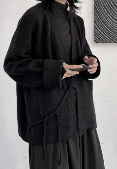 Small Niche Yamamoto Japanese Style Dark Style Loose Sweater Cardigan for Women