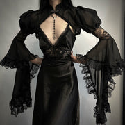 Versatile Edgy Dark-style Chiffon Cover-up For A Cozy Effortless Look