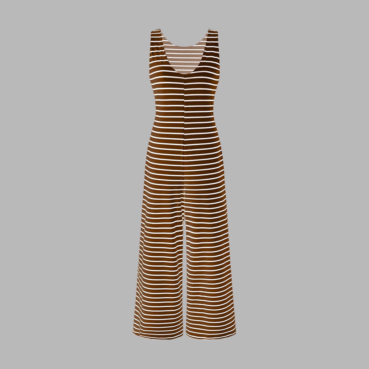 Chic Striped Slim-Fit Jumpsuit with Straight-Leg Pants