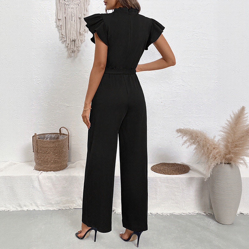 Chic High-Waist Flying Sleeve Women's Jumpsuit