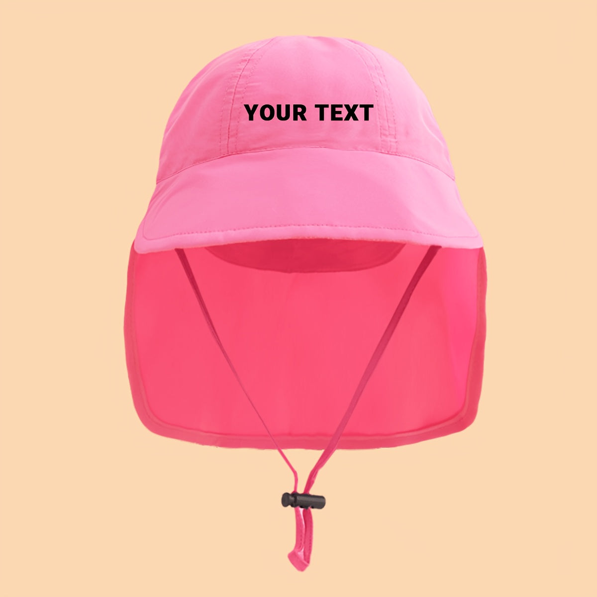Kids Custom Bucket Hat with Neck Flap, Personalized Name/Date/Inspirational Word, Wide Brim, Adjustable Strap, 5-11 Years