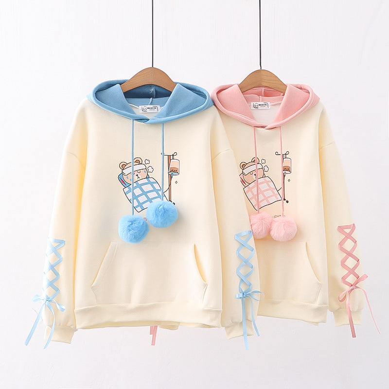 Cute Cartoon Fleece Thickened Hoodie Sweatshirt