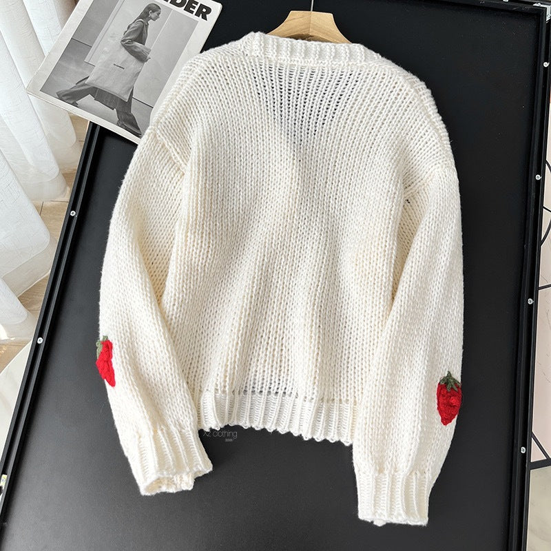 Knitted Cardigan Soft Glutinous Skin-friendly V-neck Sweater