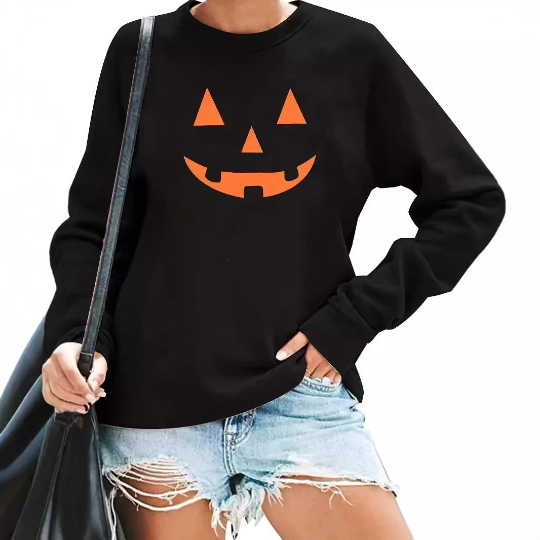 Spooky Pumpkin Halloween Long-Sleeve Graphic Tee
