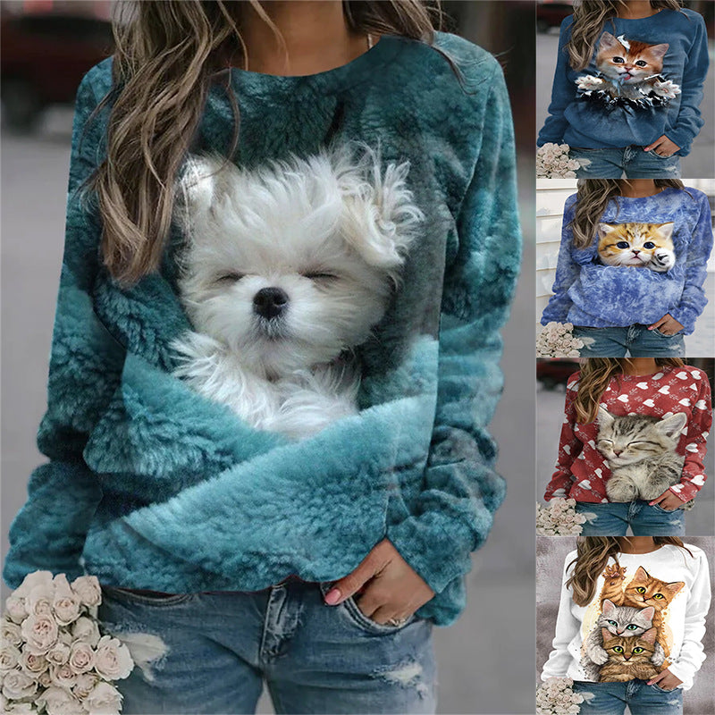 Women's Loose Animal Print Long Sleeve Sweatshirt
