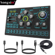 Audio Mixer Console with RGB Backlit, USB Charging, 48V Phantom Power, XLR Mic Interface, Volume Faders and One-Key Mute – Black