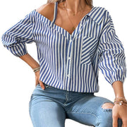 Blue Striped Commuter Shirt for Women