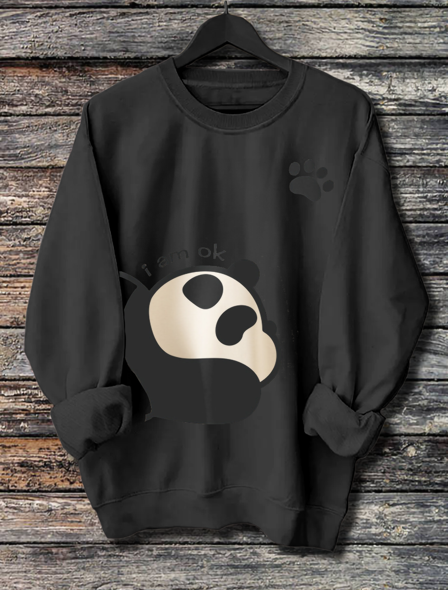 Cute Panda Print Long Sleeve Women's Hoodie