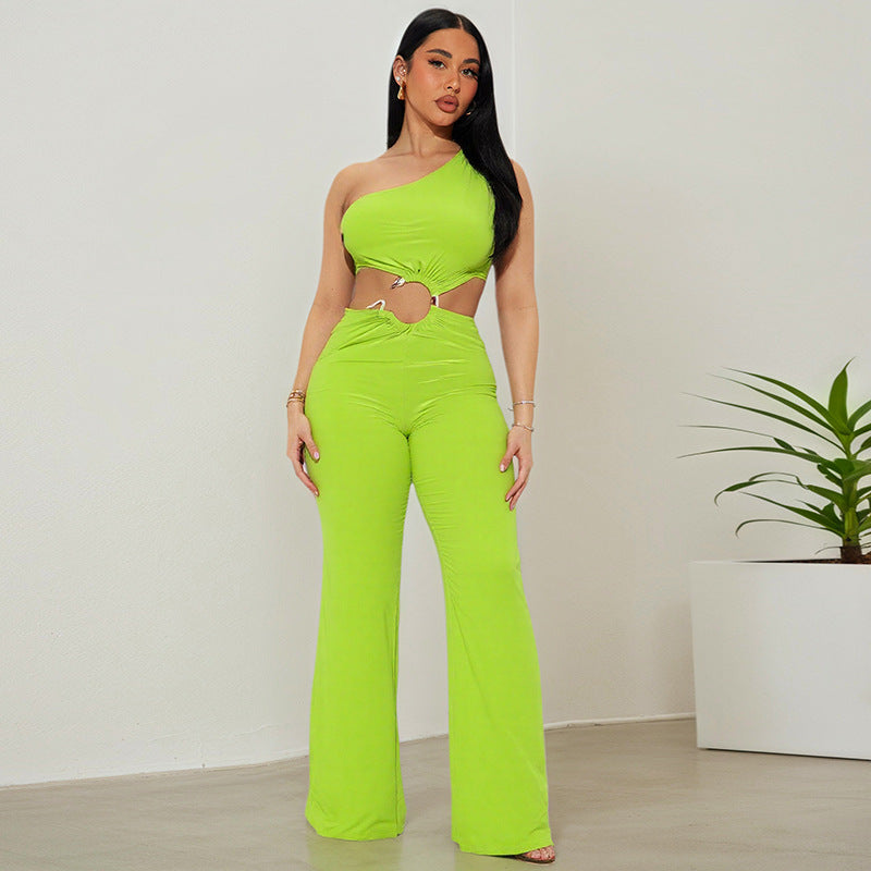 Sleek Hollow-Out One-Piece Straight Leg Long Romper