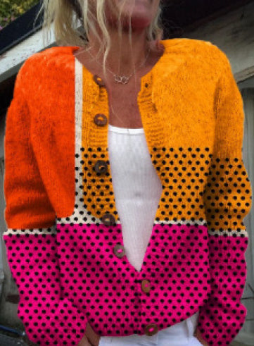 Geometric 3D Print Casual Cardigan Sweater