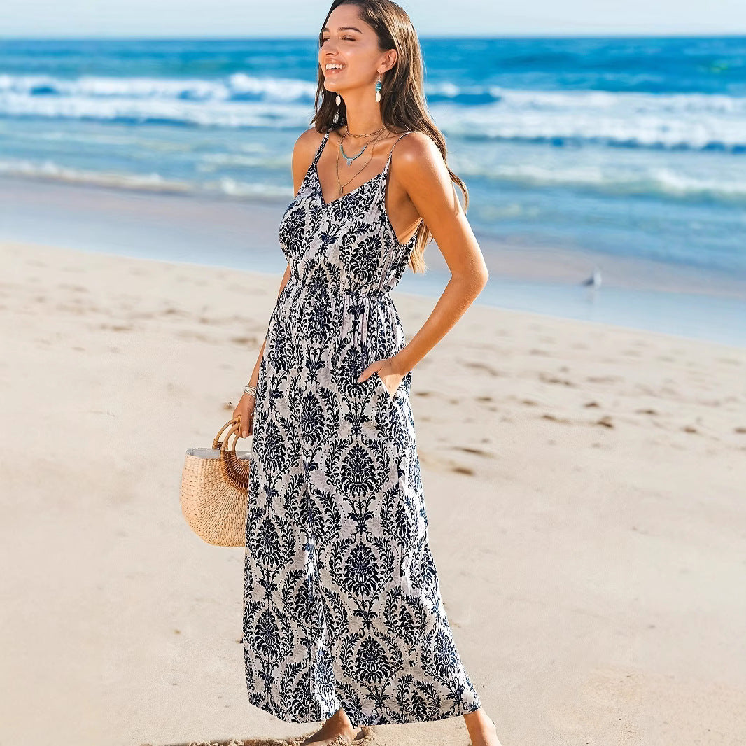 Chic French-Style Strappy Beach Jumpsuit