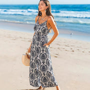 Chic French-Style Strappy Beach Jumpsuit