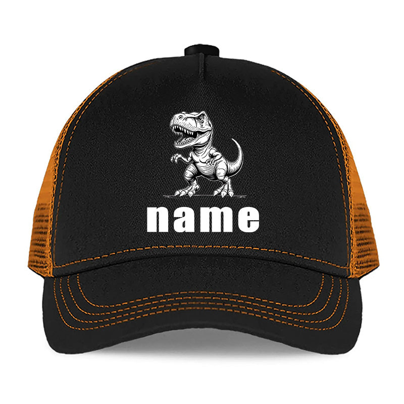 Custom Name Dinosaur Design Baseball Cap – Adjustable Outdoor Sports Hat for Boys and Girls