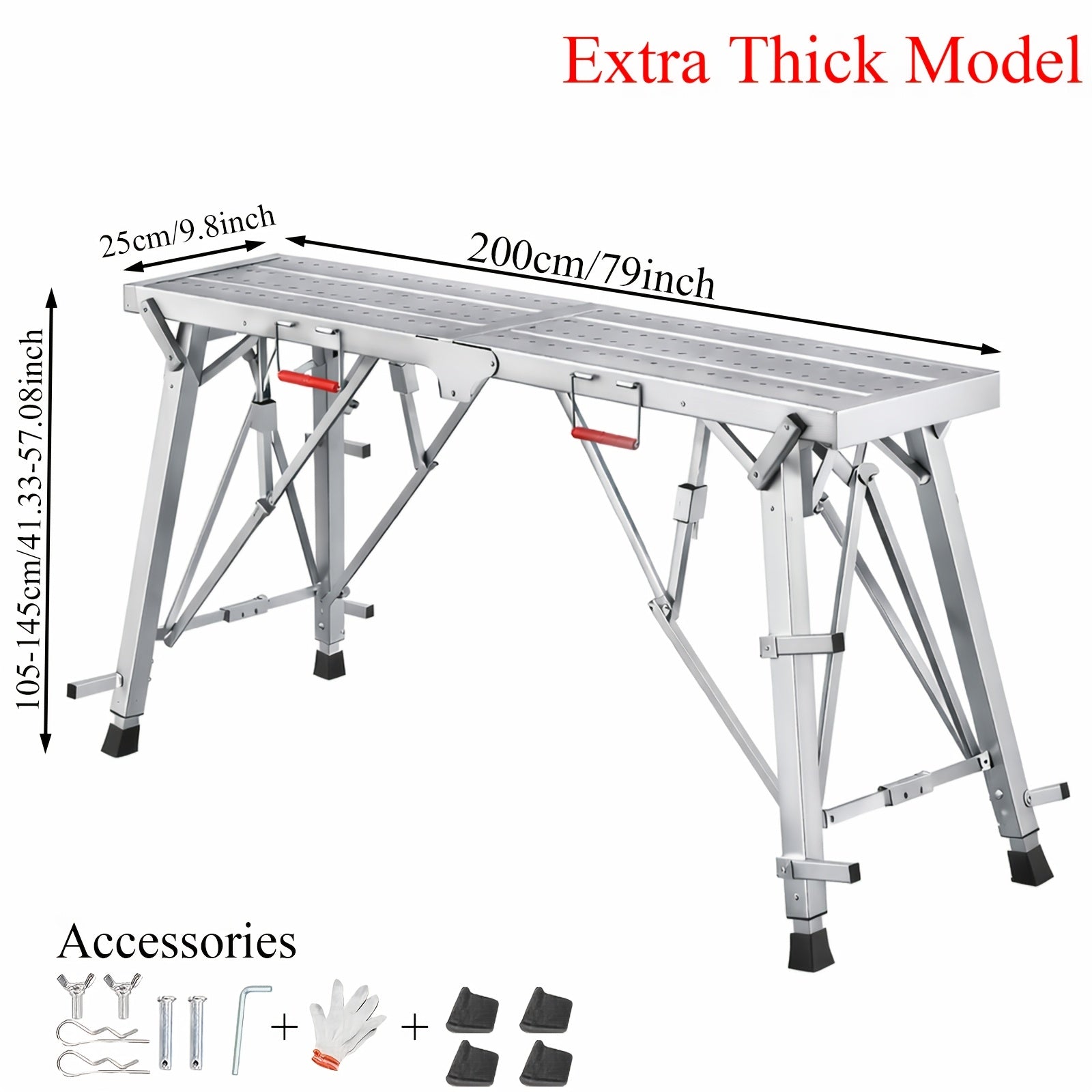 Heavy-Duty Foldable Workbench with Adjustable Height and Railing