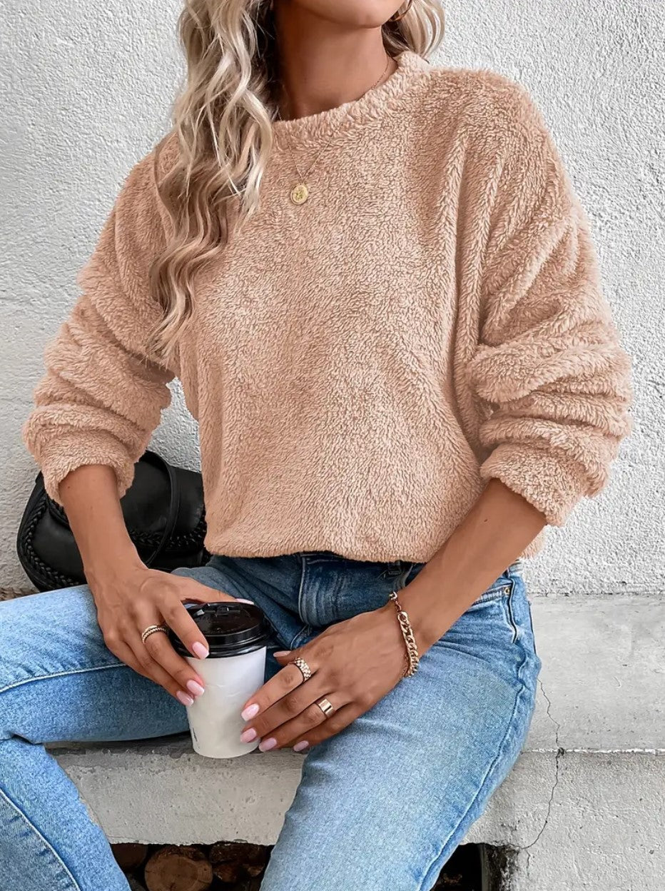 Cozy Double-Sided Fleece Casual Sweatshirt for Women