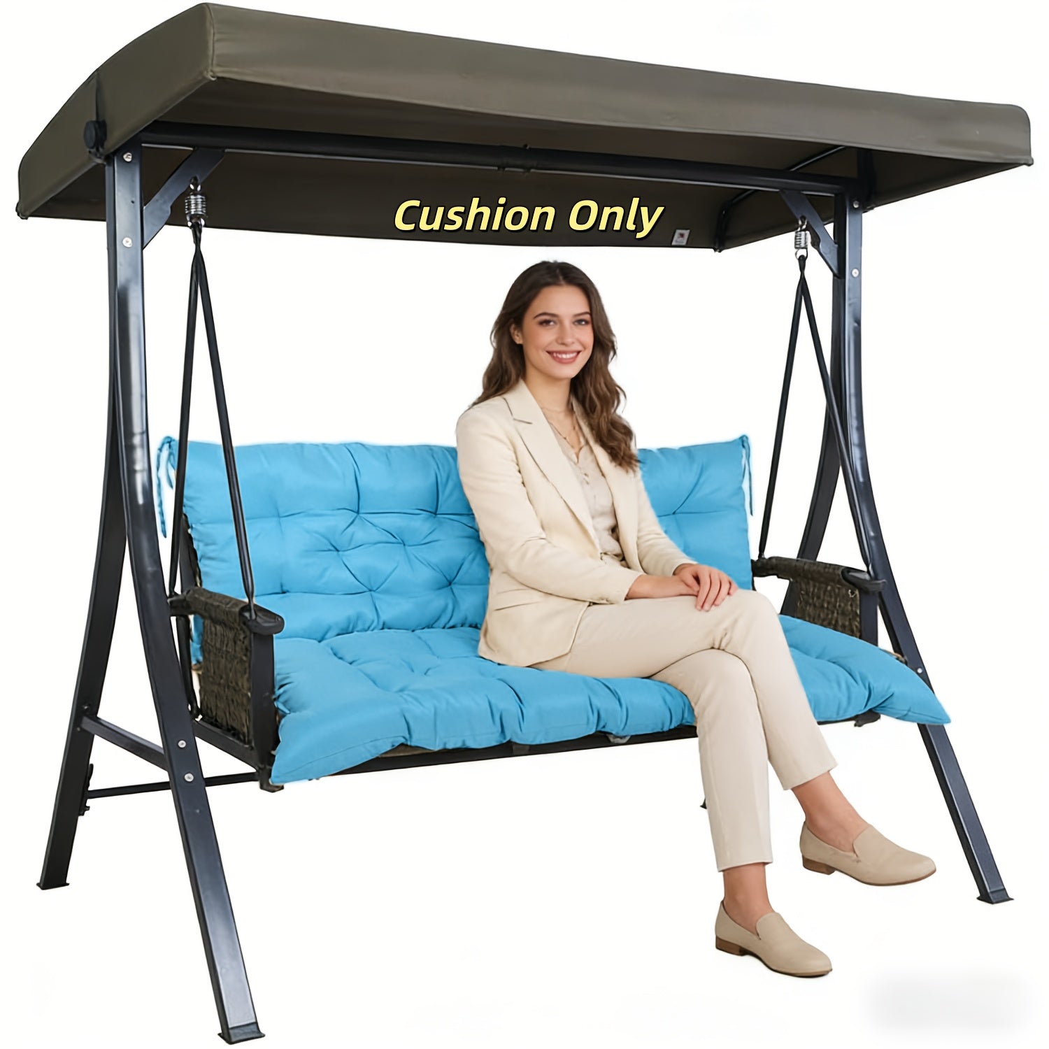 Replacement Cushions for 2-3 Seater Swings, Thick 4" Outdoor Porch Cushions, Waterproof Bench Cushions with Back Support for Garden Furniture