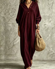 Boho Corduroy Long Dress Casual Relaxed Fit