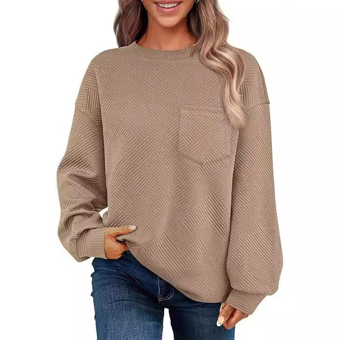 Cozy Drop-Shoulder Textured Long-Sleeve Sweater