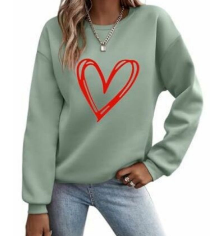 Women's Printed Round Neck Long Sleeve Pullover Sweater