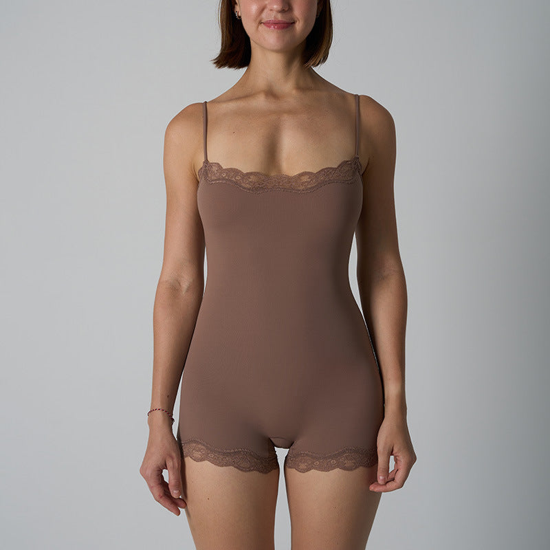 Lace-strapped One-piece Tummy-control, Butt-lifting Yoga Wear