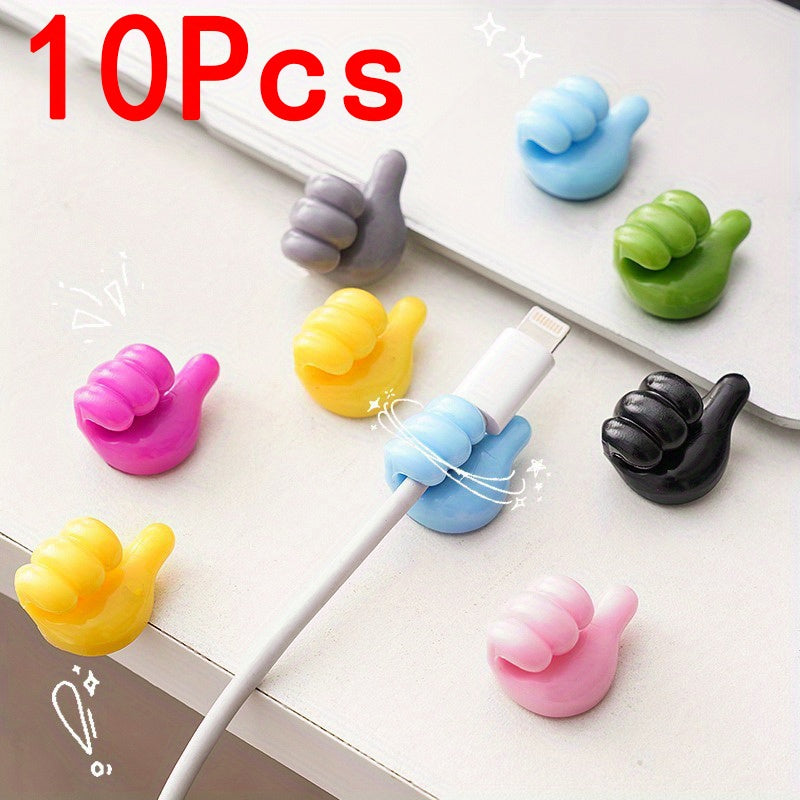 Thumb‑Shaped PVC Cable Clips – Adhesive No‑Drill Hooks (Pack of 10)