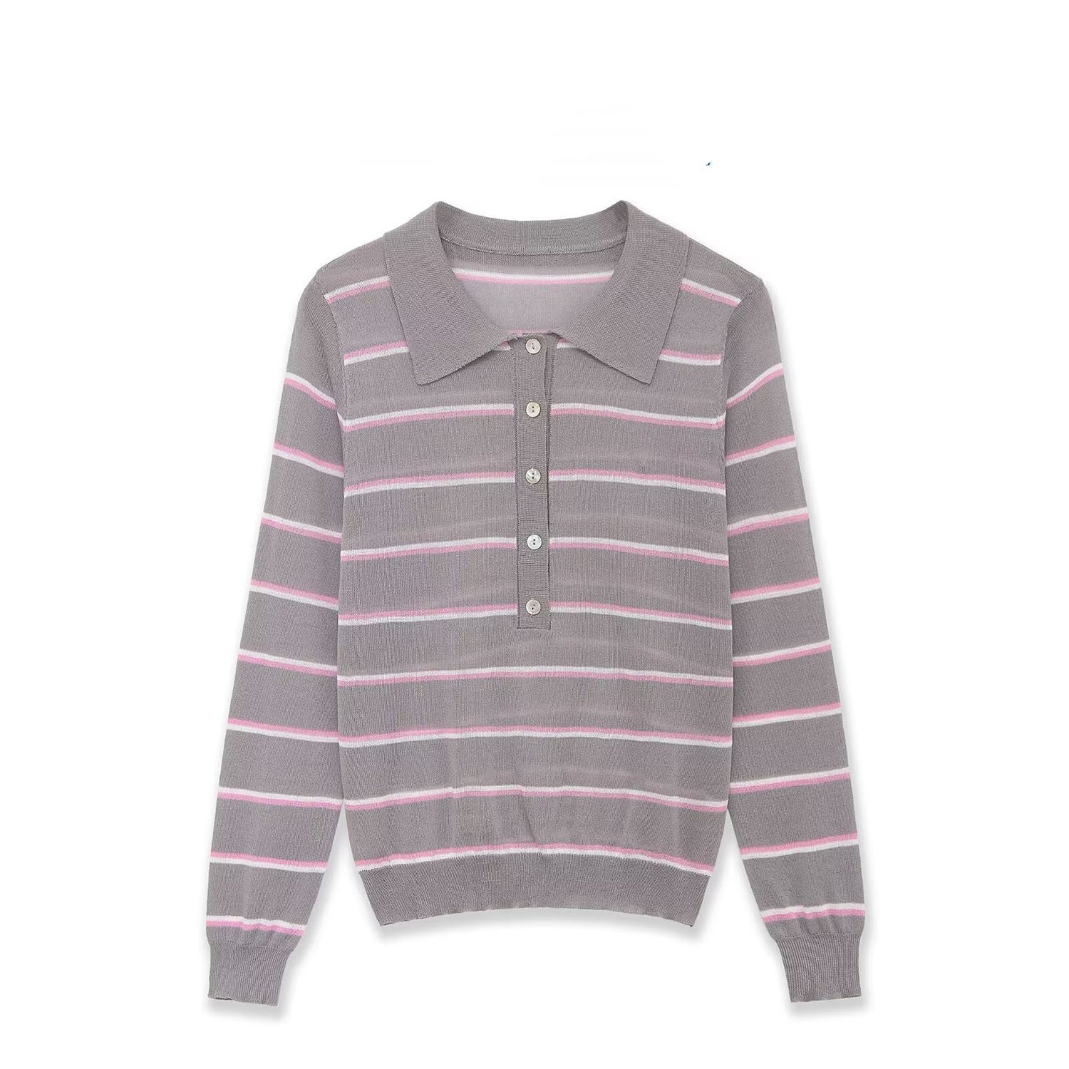 Chic Striped Long‑Sleeve Top – Fine‑Ribbed Comfort