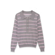 Chic Striped Long‑Sleeve Top – Fine‑Ribbed Comfort