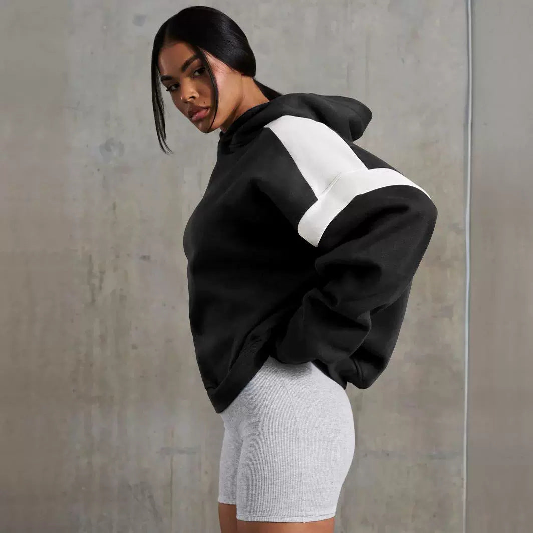 Colorblock Drop Shoulder Hooded Sweater