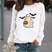 Spooky Cute Ghost Print Halloween Pullover Sweatshirt