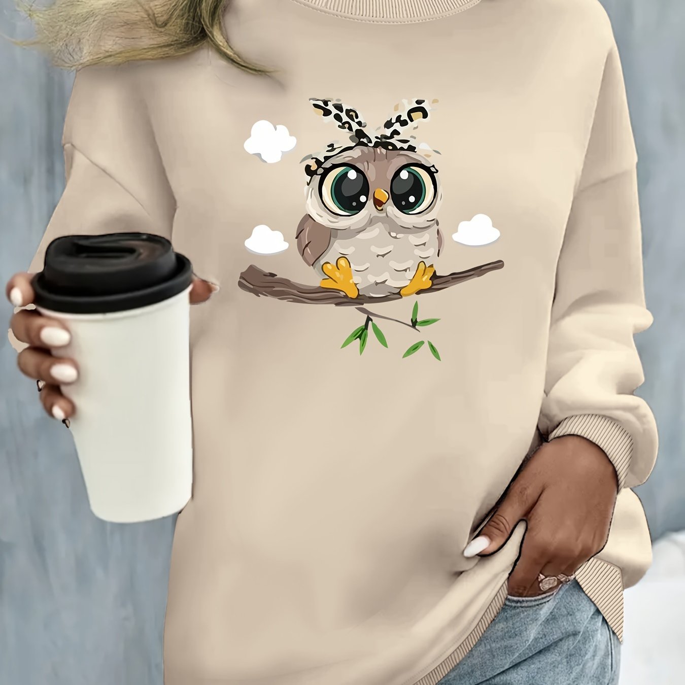 Plus Size Women's Crew Neck Sweatshirt