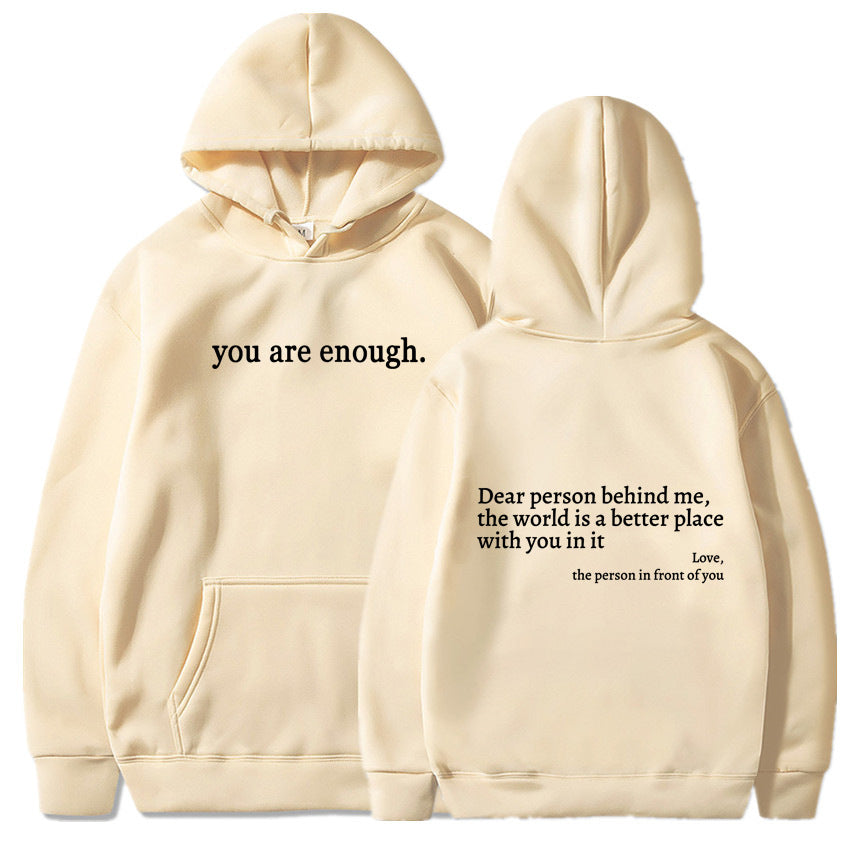 Cozy Fleece-Lined Letter Print Drawstring Hoodie