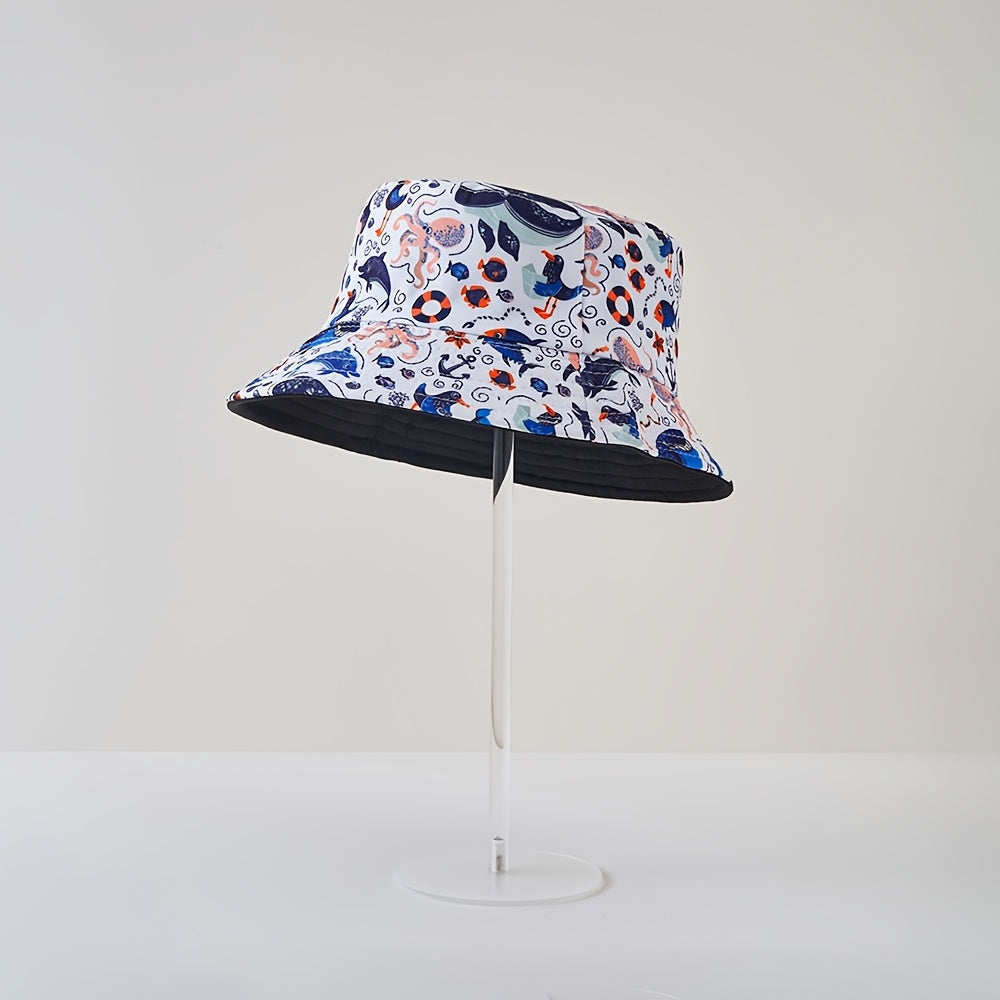 Unisex Kids Bucket Hat with Dinosaur Cartoon Print – Sun Protection
