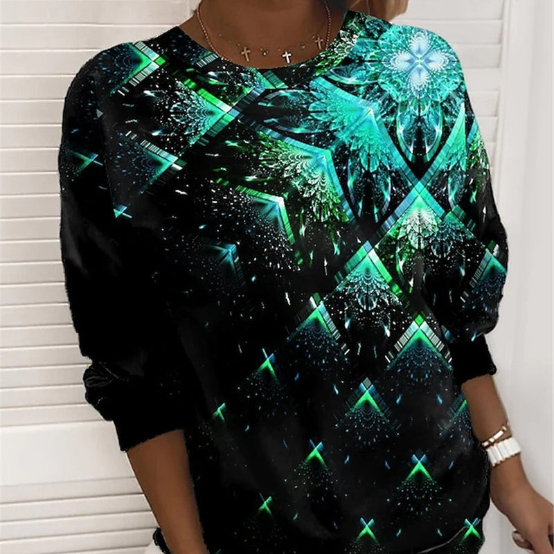 3D Gradient Print Long-Sleeve Sweater