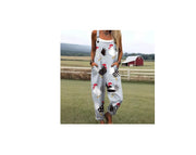 Women's Digital Print Casual Button Suspender Trousers