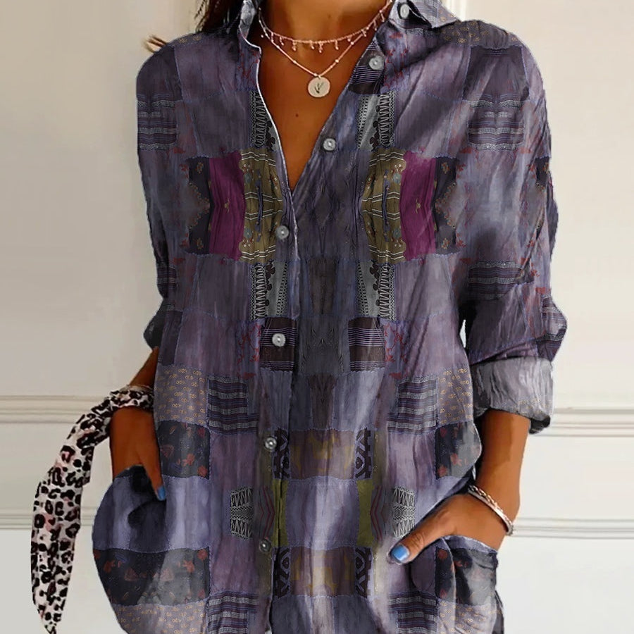 Classic Vintage Womens Printed Short-sleeve Shirt