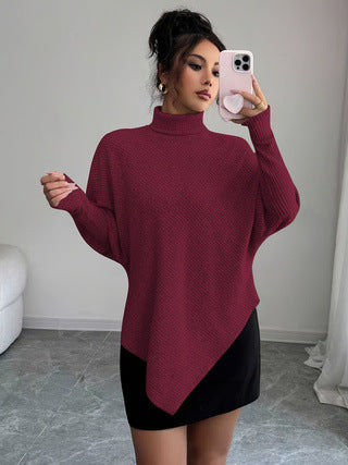 Womens Elegant Asymmetric Knitted Sweater